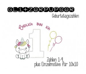 Stickserie - Glitzerpupser Geburtstagszahlen